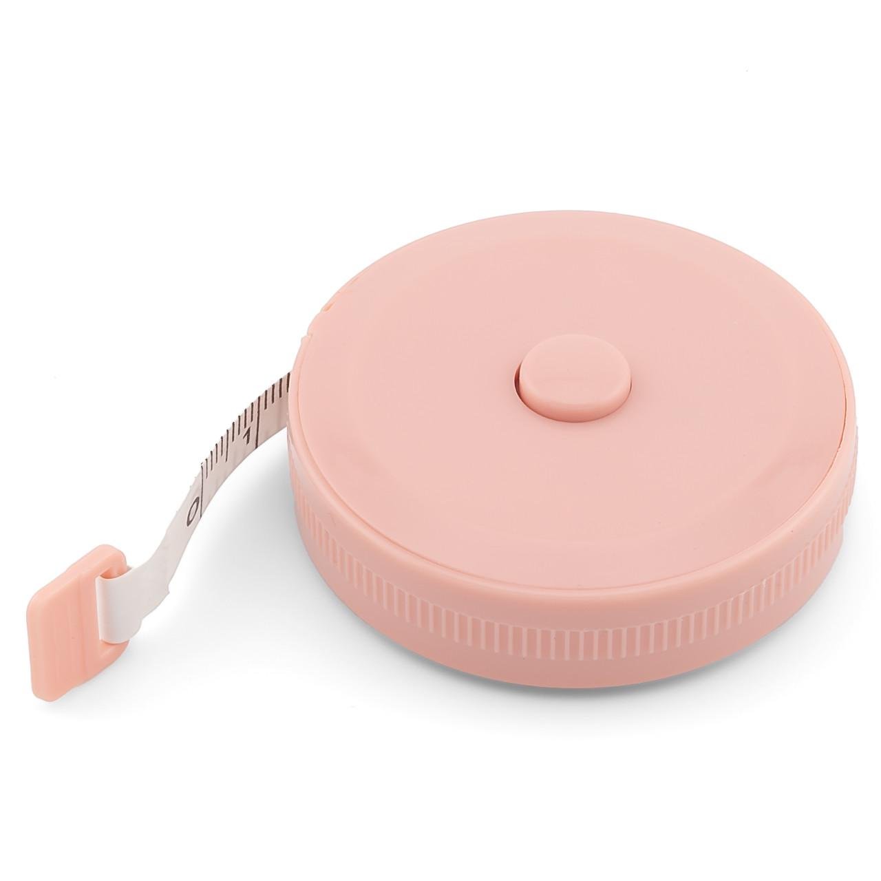 Метр м'який в рулетці для шиття та рукоділля стрічка 150х0,7 см 5х1,4 см Рожевий (ІН5014л09)