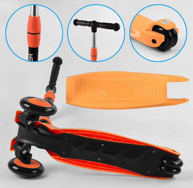 Самокат-велобіг триколісний Best Scooter BS-50584/4 3в1 3 колеса PU зі світлом/сидіння/амортизатори/батьківська ручка (25247408) - фото 5 Самокат-велобіг триколісний Best Scooter BS-50584/4 3в1 3 колеса PU зі світлом/сидіння/амортизатори/батьківська ручка (25247408) - фото 5