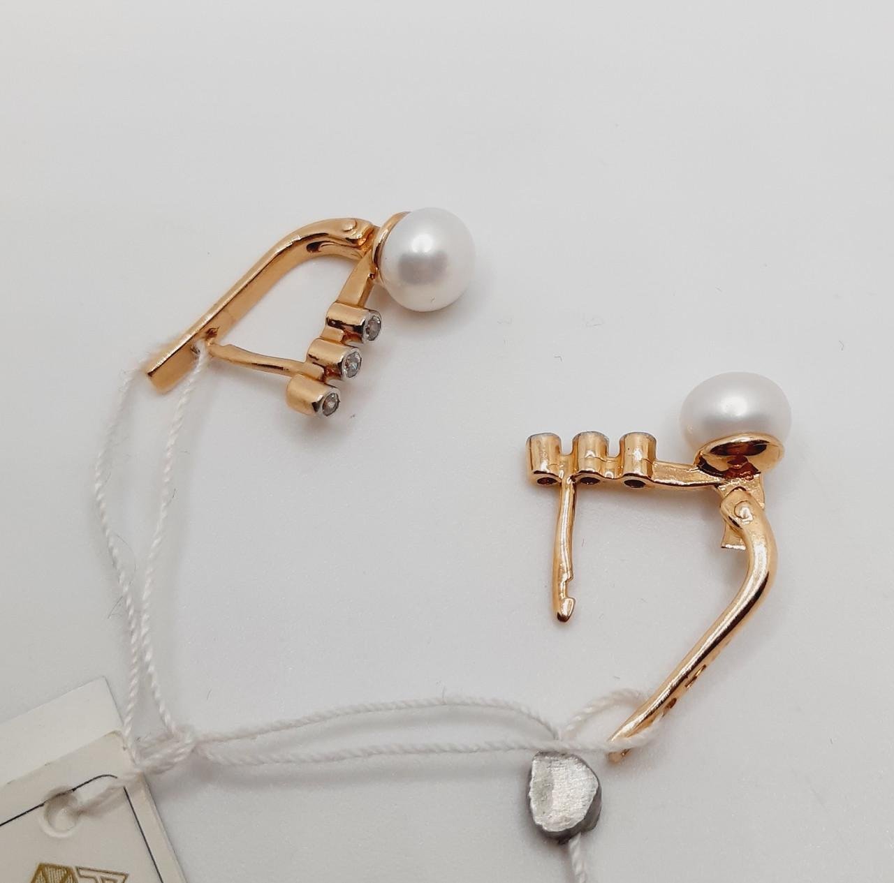 Серьги золото белый жемчуг 585° 3,72 г (1776297724)