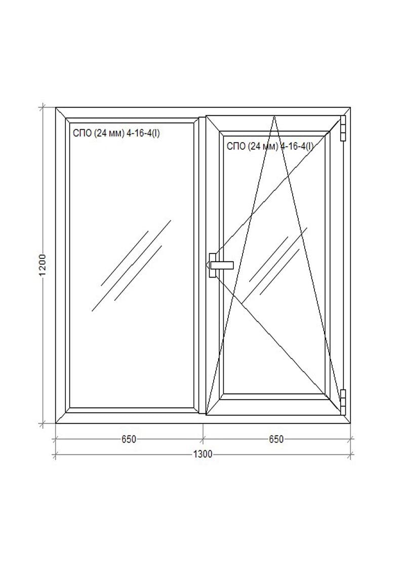 Окно металлопластиковое WDS 5S поворотно-откидное 1300х1200 мм - фото 2