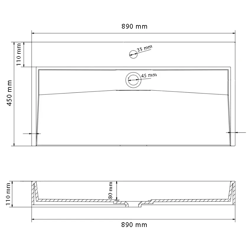 Раковина подвесная VBI VIESTE прямоугольная 890x450 мм Серый матовый (RM-VBI-016801) - фото 3
