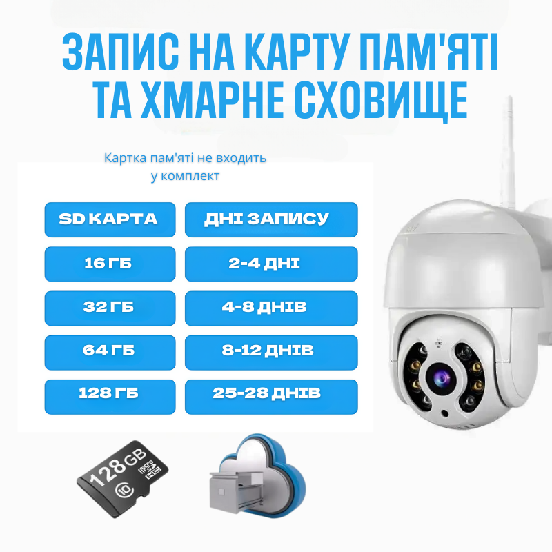 Камера вулична поворотна 4MP Wi-Fi IP водонепроникна з нічним баченням Білий (3058609996) - фото 3
