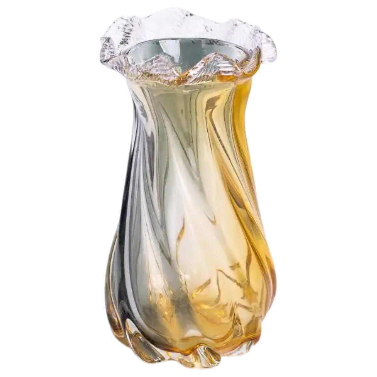 Ваза скляна фігурна для квітів Light House 800 мл 21 см Жовто-сірий (LG-20196)