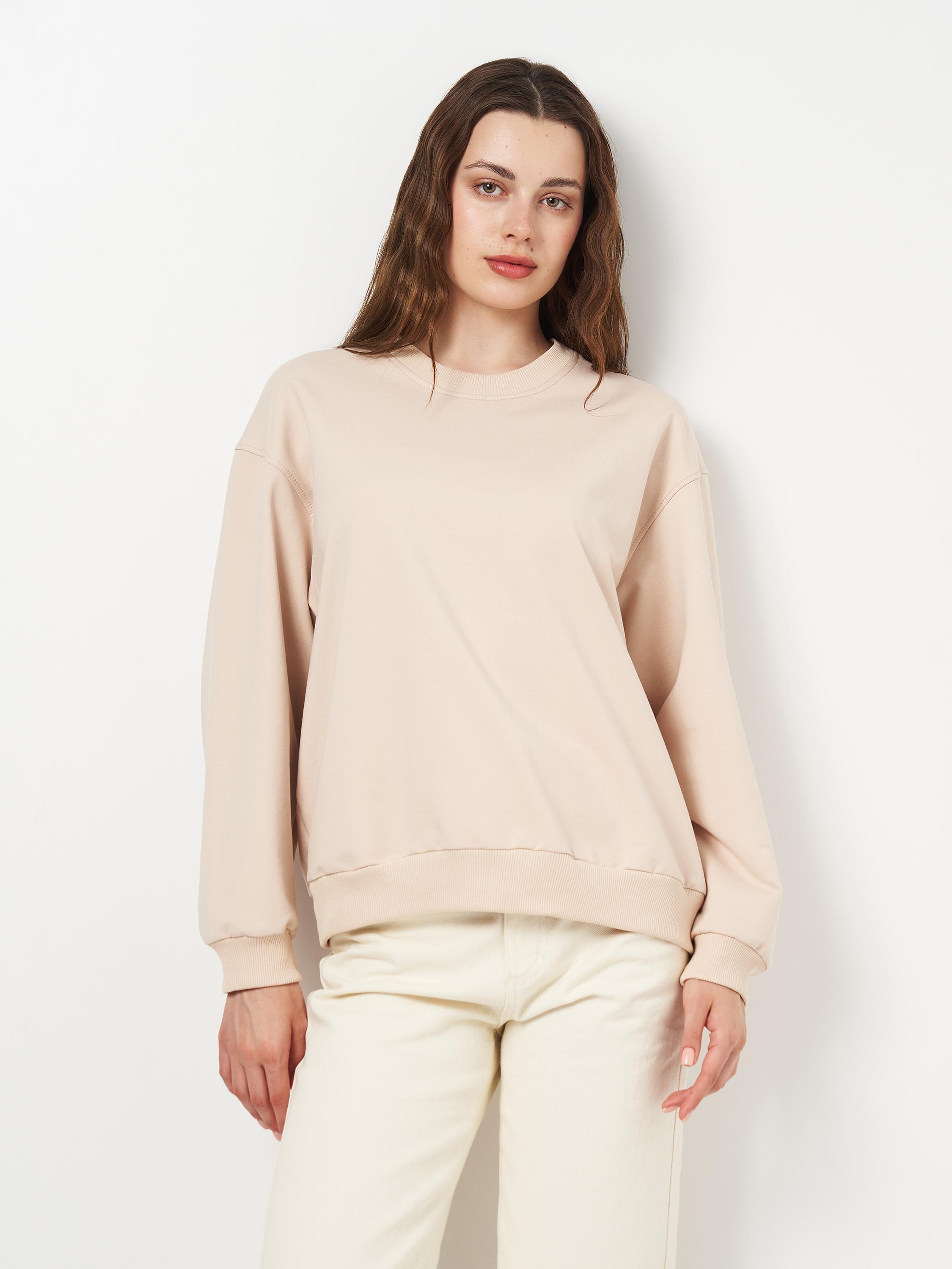 Світшот жіночий UNI без утеплення оверсайз Бежевий (Wm164)