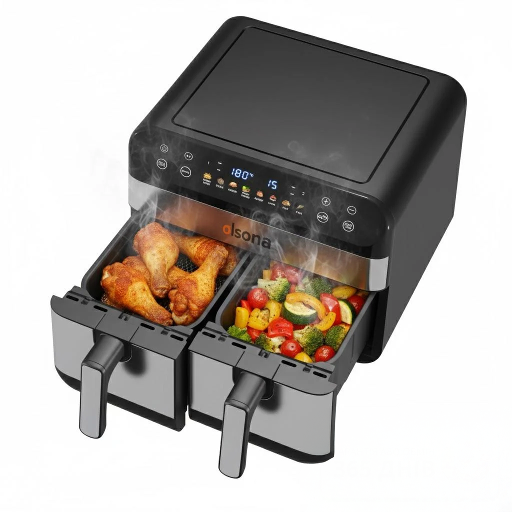 Аэрогриль OLSONA Dualy на 2 чаши 9L (RA920DC) Аэрогриль OLSONA Dualy на 2 чаши 9L (RA920DC)