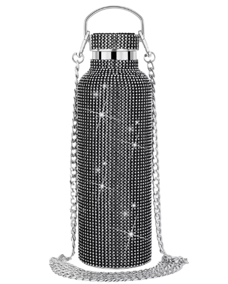 Термос-фляжка из нержавеющей стали со стразами 500 мл Черный (2521167212)