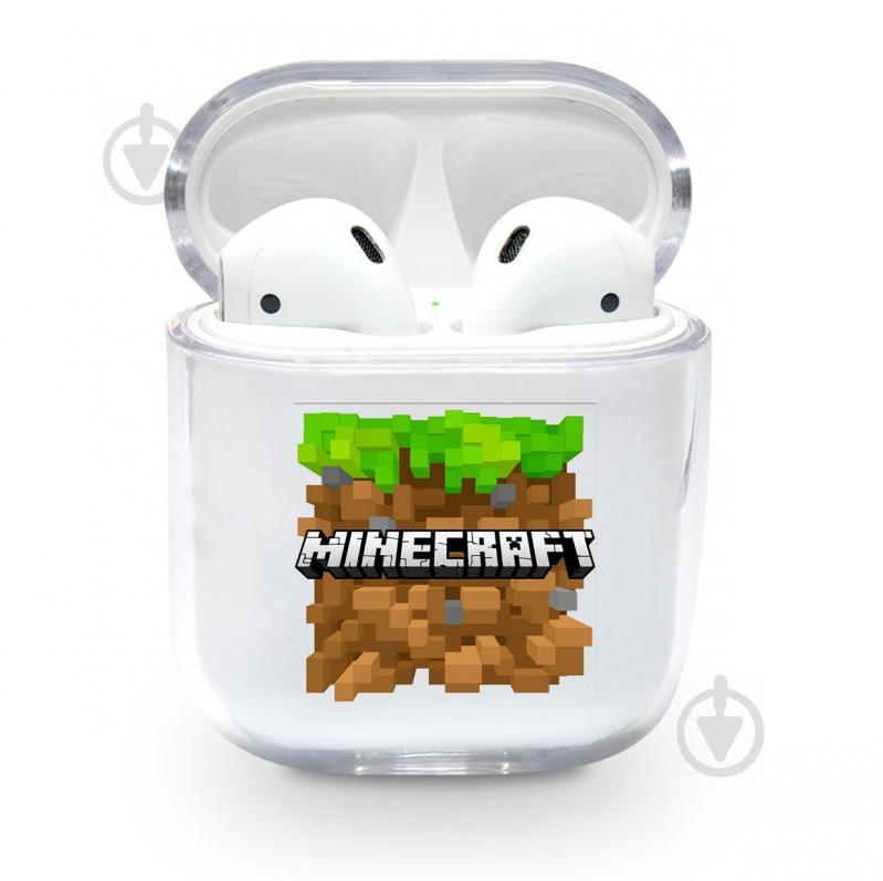 Прозрачный силиконовый чехол Apple AirPods с рисунком - Minecraft (KAP1210)