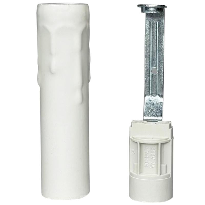 Патрон металлический Оплывшая свеча Е14 100 мм Белый (6549)