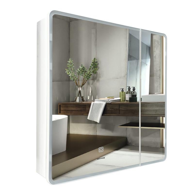Зеркальный шкафчик MIXXUS PREMIUM OLIVARY CM01 с LED Touch/димером/регулятором яркости 80x70x13 см (MI8296)
