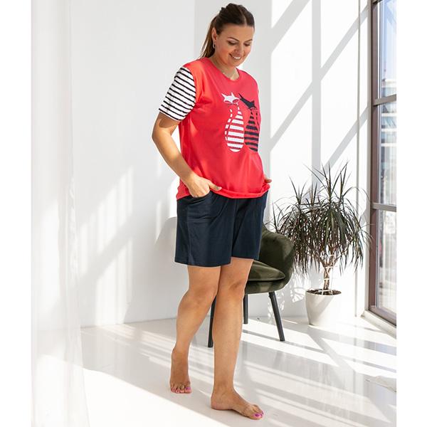 Піжама жіноча бавовняна шорти/футболка 4XL (8746)