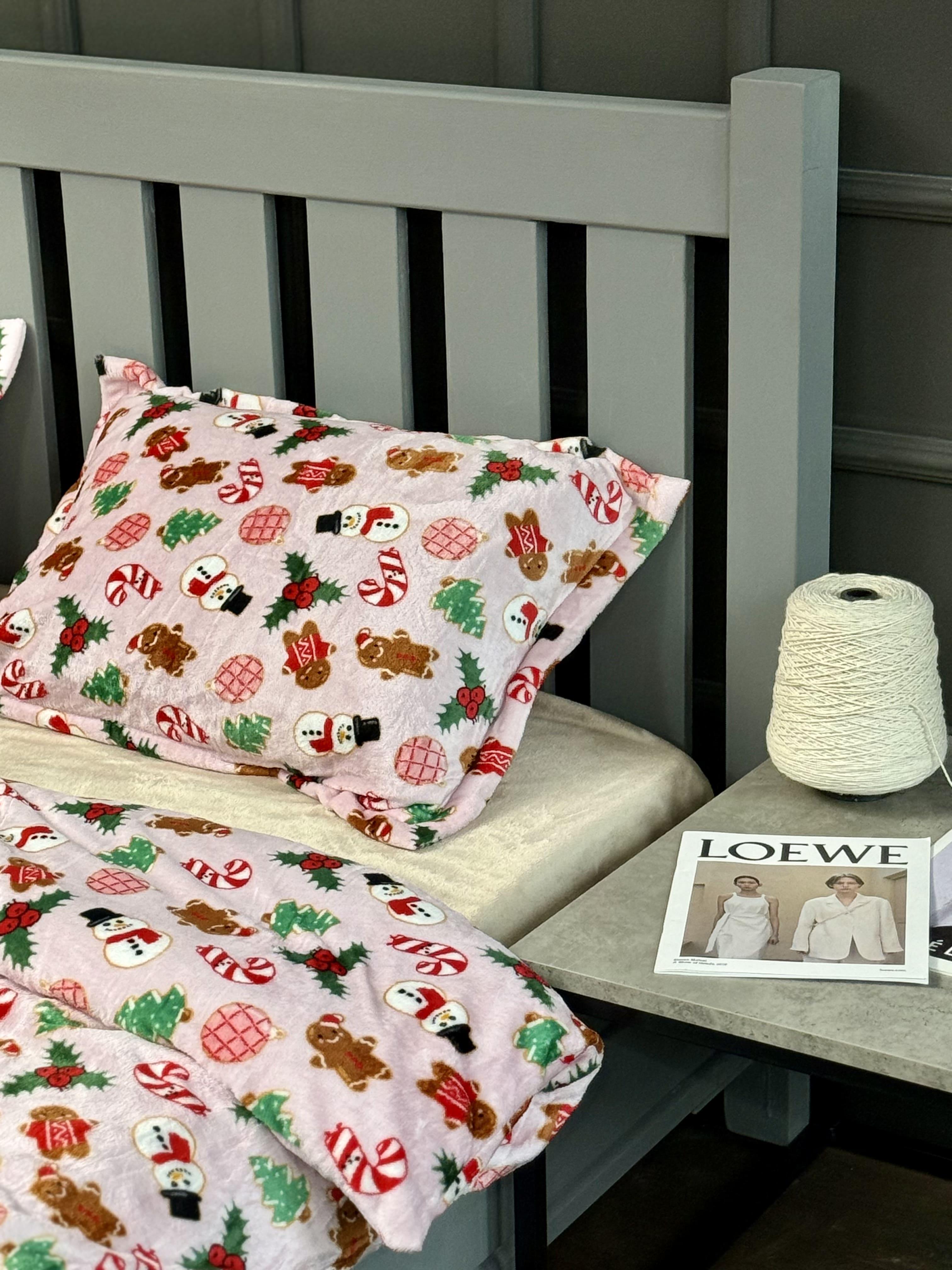 Комплект постельного белья Сладкое Рождество плюш полуторный/наволочки 50х70/70x70 см (9047)