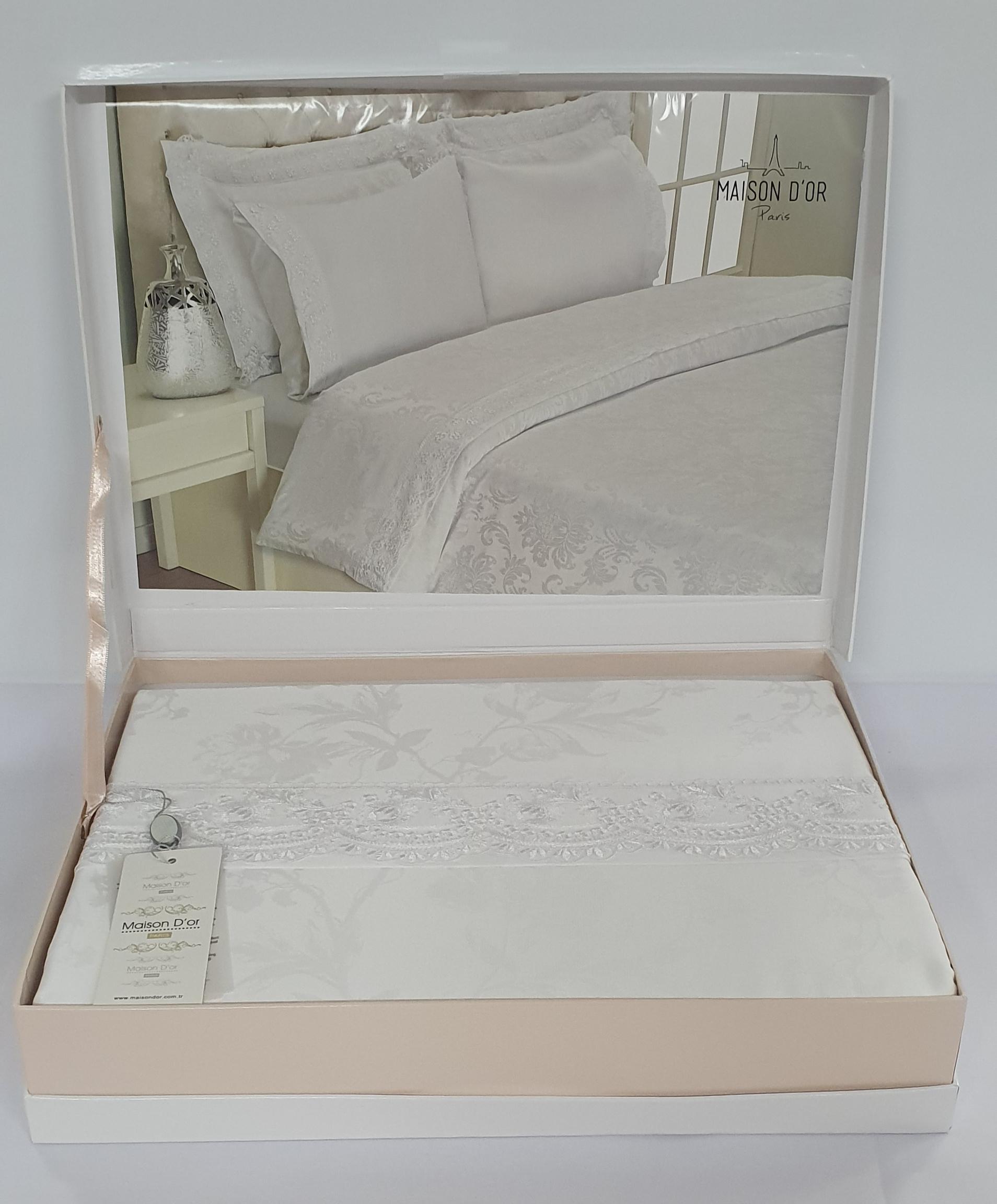 Комплект постельного белья Maison D'or с кружевом 200х220 Neptun Beyaz (02MD200220SBNeptun23)