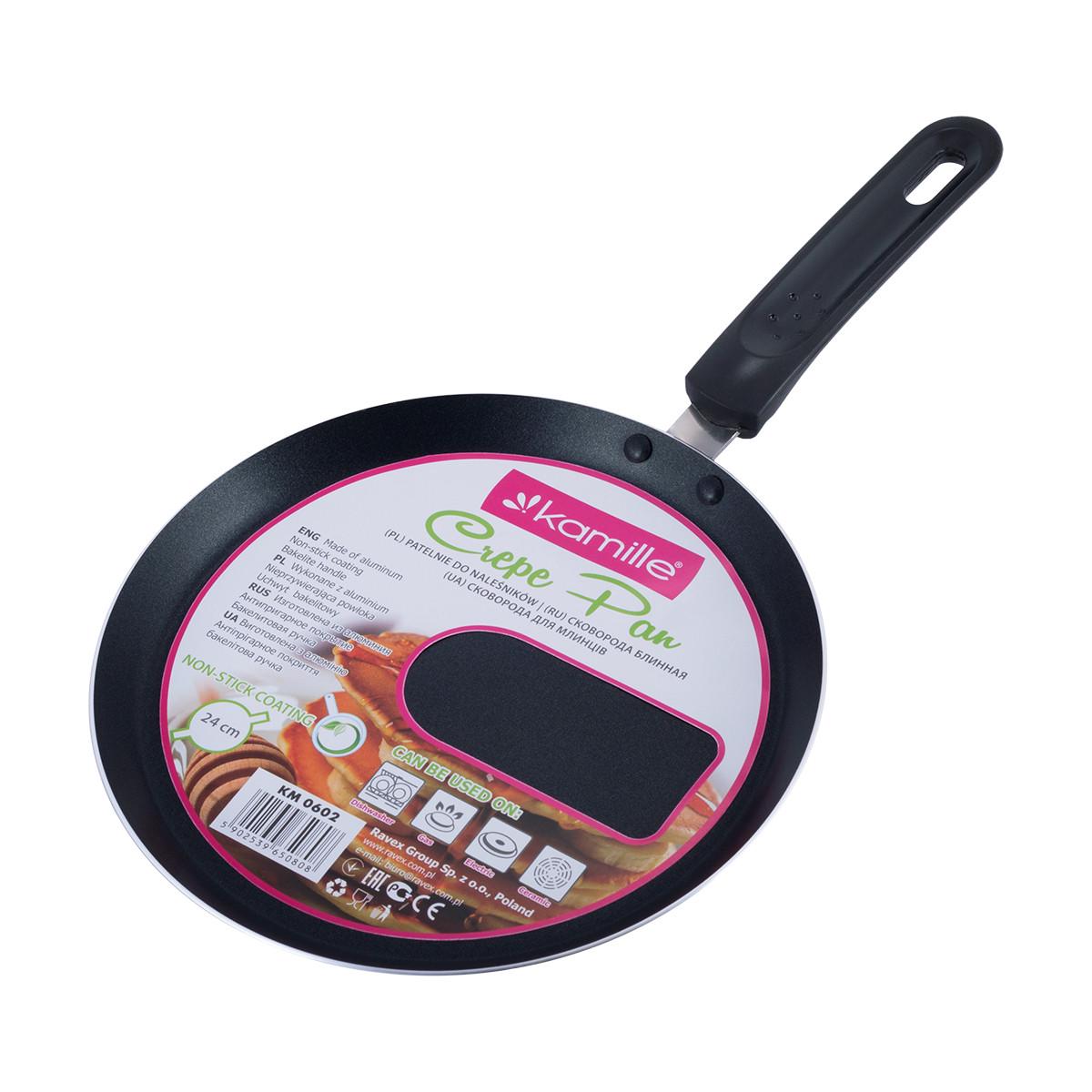 Сковорода мельничная Kamille KM-0602 с антипригарным покрытием 24 см (1677428321)