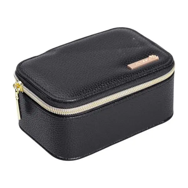 Шкатулка-органайзер для украшений YIWU из экокожи с 2 ​​отсеками на молнии 13х9х6 см Черный (147-107- HP-5-26B )