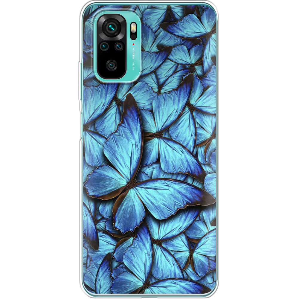 Чехол BoxFace Xiaomi Redmi Note 10 лазурные бабочки Прозрачный силикон (42029-up1550-42029)