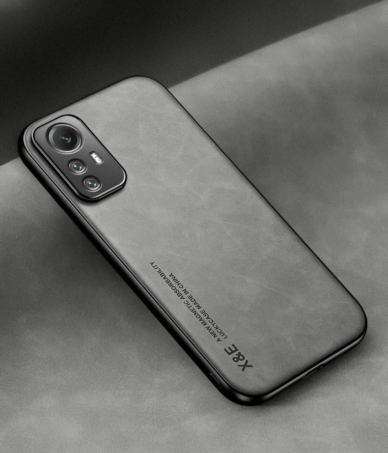 Кожаный чехол XnE Xiaomi Redmi Note 12S с металлической вставкой Grey (34284-33)