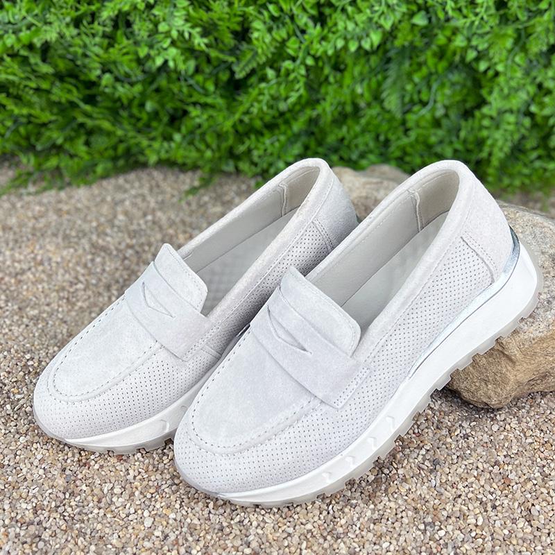 Лофери жіночі з натуральної замші Е-007032-1 p. 39 25 см Сірий - фото 2 Лофери жіночі з натуральної замші Е-007032-1 p. 39 25 см Сірий - фото 2