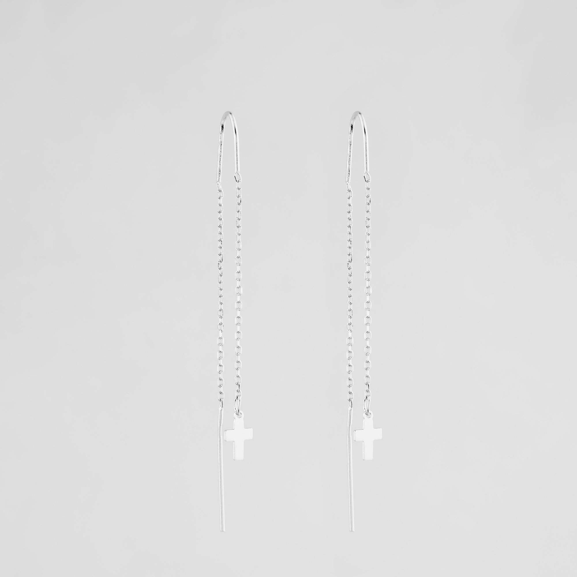 Серебряные серьги Minimal Крестики (13563)