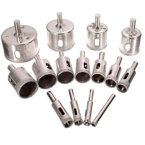 Сверла корончатые алмазные 6-50 мм по стеклу керамики мрамора 15 шт. (51217)