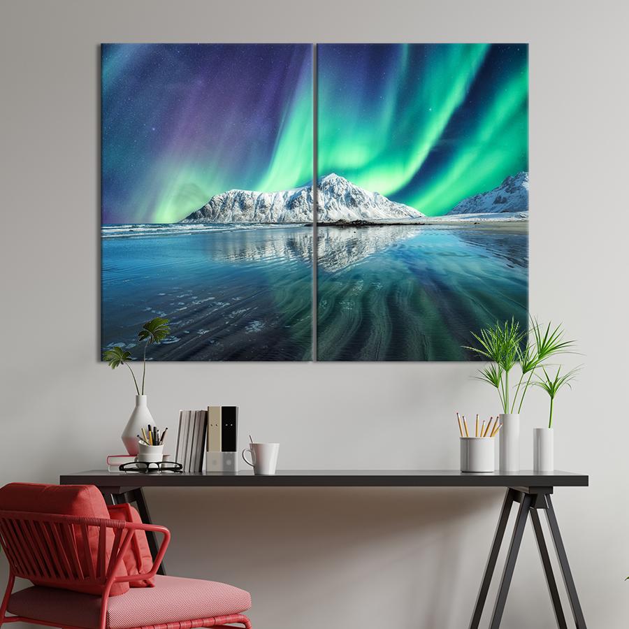 Картина Северное сияние над зимней горой 165x122 см (1979-2)