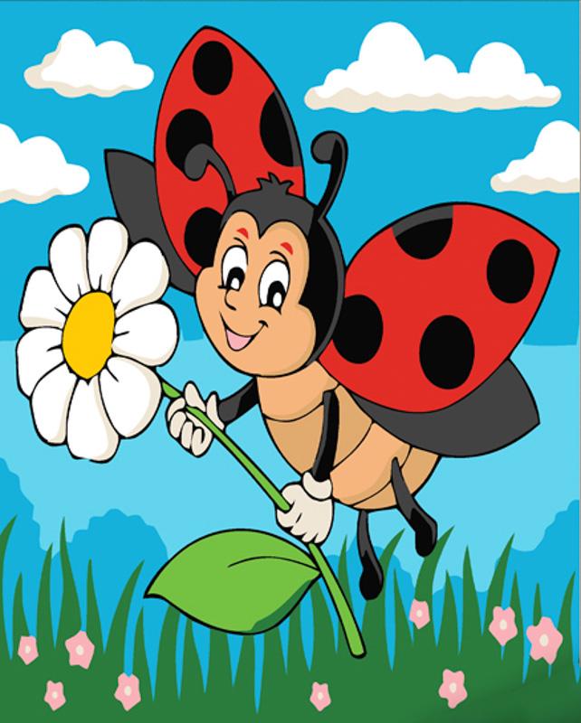 Картина по номерам Strateg Премиум Пчелка с ромашкой Strateg 30х30 см (ES131)