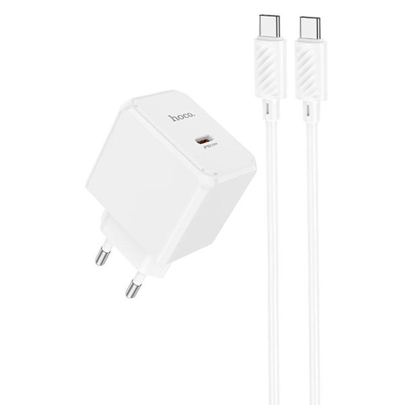 Зарядний пристрій мережевий Hoco CS13A Ocean PD20W 1USB-C/Type-C to Type-C White (00000075049_2)