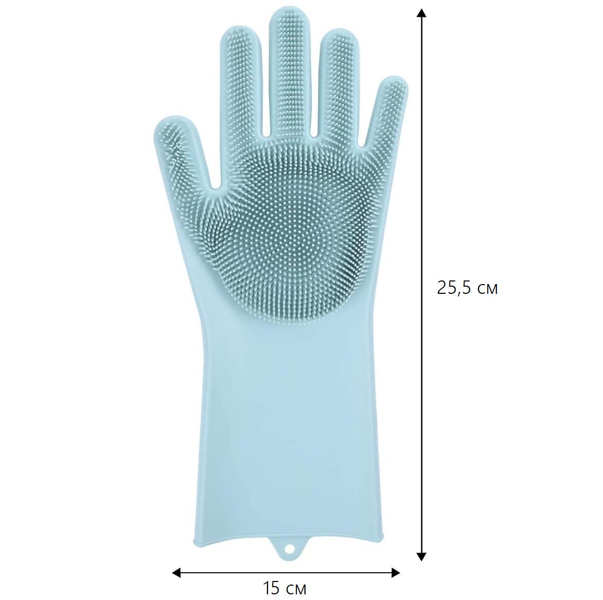 Рукавички для миття посуду Magic Silicone Gloves Brush силіконові Бірюзовий - фото 6