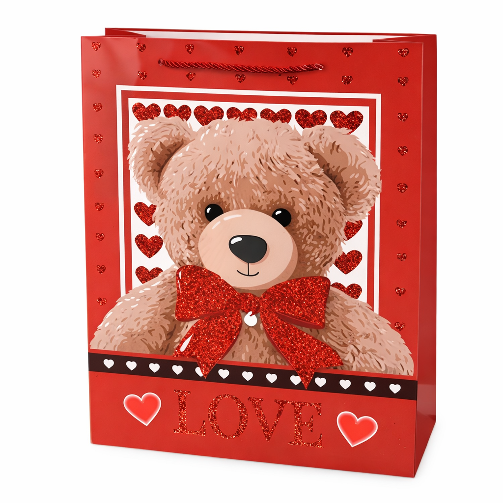 Подарочный пакет Teddy Love R98089-S 18х24х8,5 см Красный (35575392)