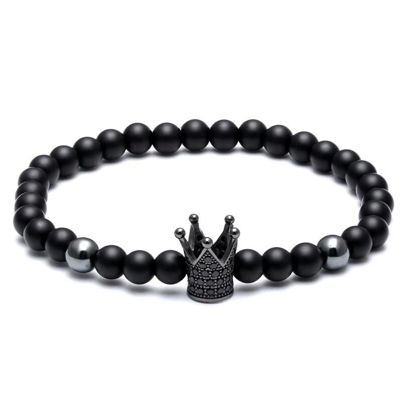 Браслет із шунгіту та гематиту з високою короною р. 16 (20029)