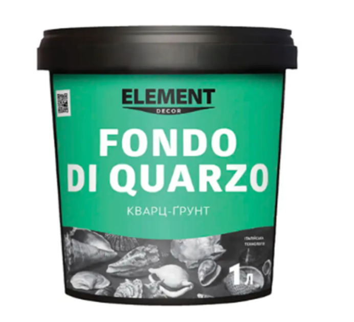 Грунтовка кварцова з мармуровим пилом ELEMENT Decor Fondo di Quarzo для внутрішніх та зовнішніх робіт 1 л Білий (1822316504)