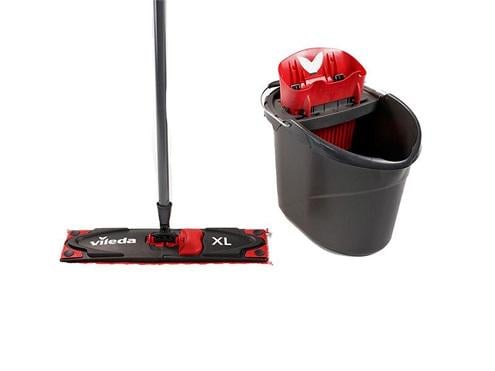 Набор для уборки ULTRAMAX BOX XL плоская швабра/ведро с отжимом/ручка w 42 см Черно-красный