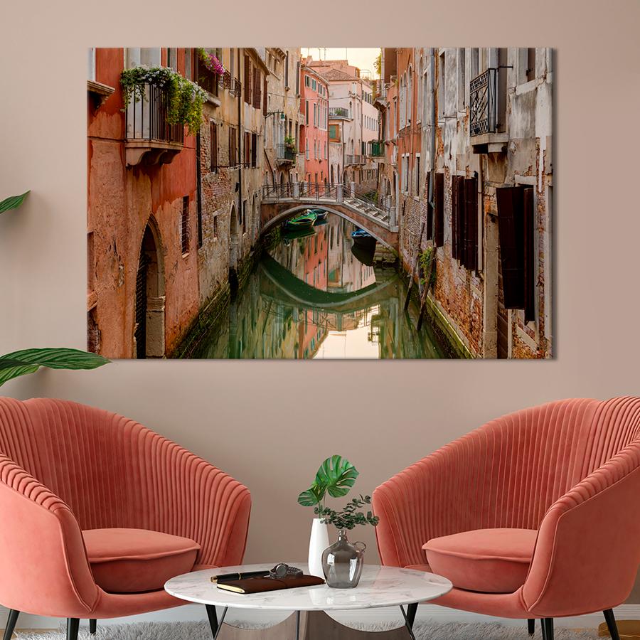Картина город Мост через канал в Венеции 120x80 см (A691-1)