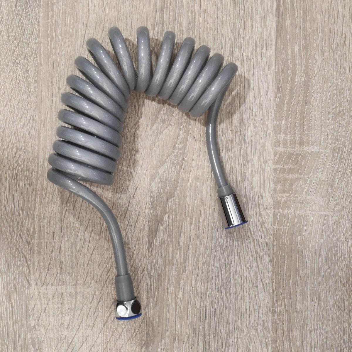 Шланг для гигиенического душа Disfact PU-CU Reinforced с армированием спиральный 2 м Серый/Хром (2501) - фото 2