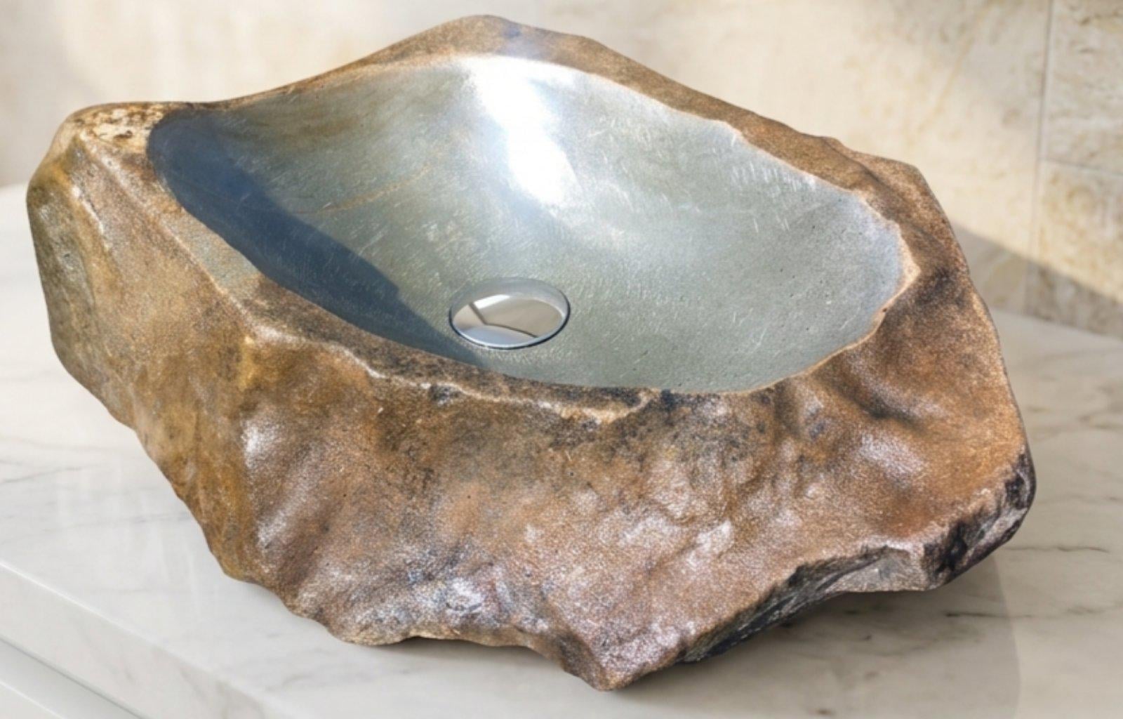 Раковина дизайнерская из природного камня «Organic Form» ручной работы, 52*32*16 см