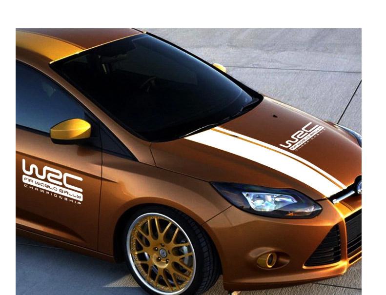 Наклейка на капот авто 1 полоска 108x15 см и Rally WRC 35x14 см Белый (1086102687)