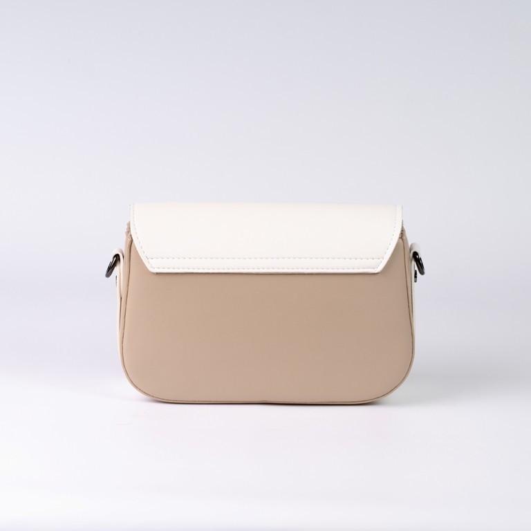 Сумка женская кросс-боди XENIA № 11-22 из глаткой экокожи Бежевый/Белый - фото 3 Сумка женская кросс-боди XENIA № 11-22 из глаткой экокожи Бежевый/Белый - фото 3