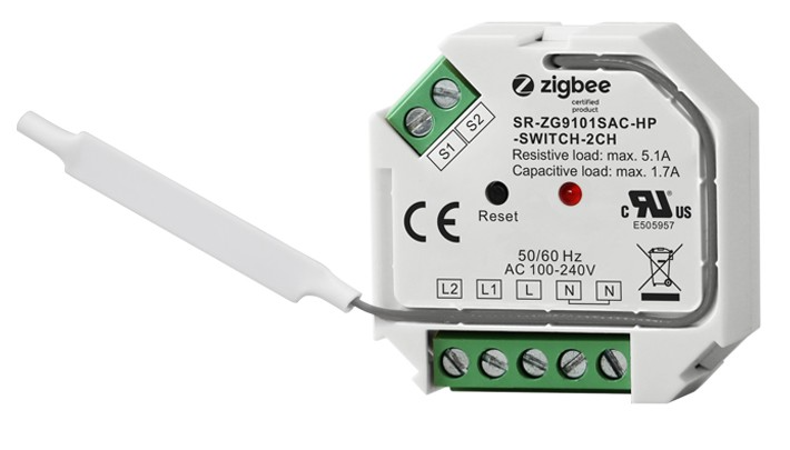 Контроллер-приемник SR-ZG9101SAC-HP-Switch-2CH ZigBee (17839)