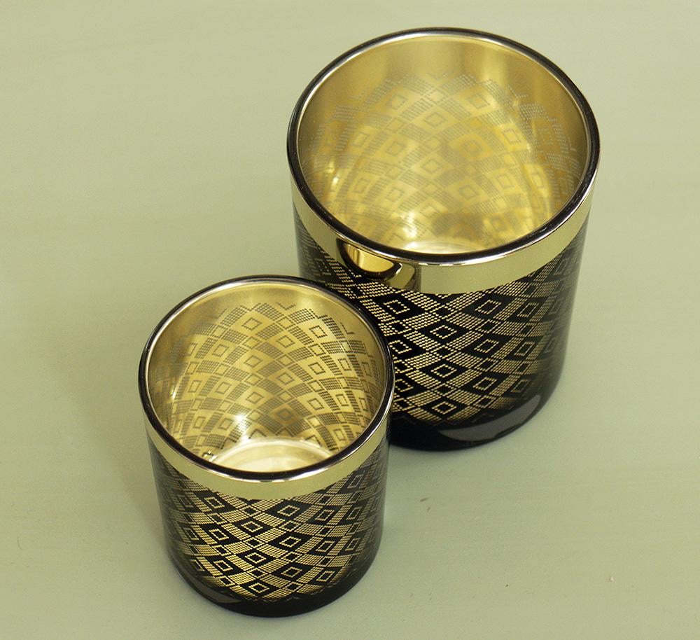 Набір 2-х свічників Олівер чорне скло h8-10см Гранд Презент 1017291-3 ромб - фото 2 Набір 2-х свічників Олівер чорне скло h8-10см Гранд Презент 1017291-3 ромб - фото 2