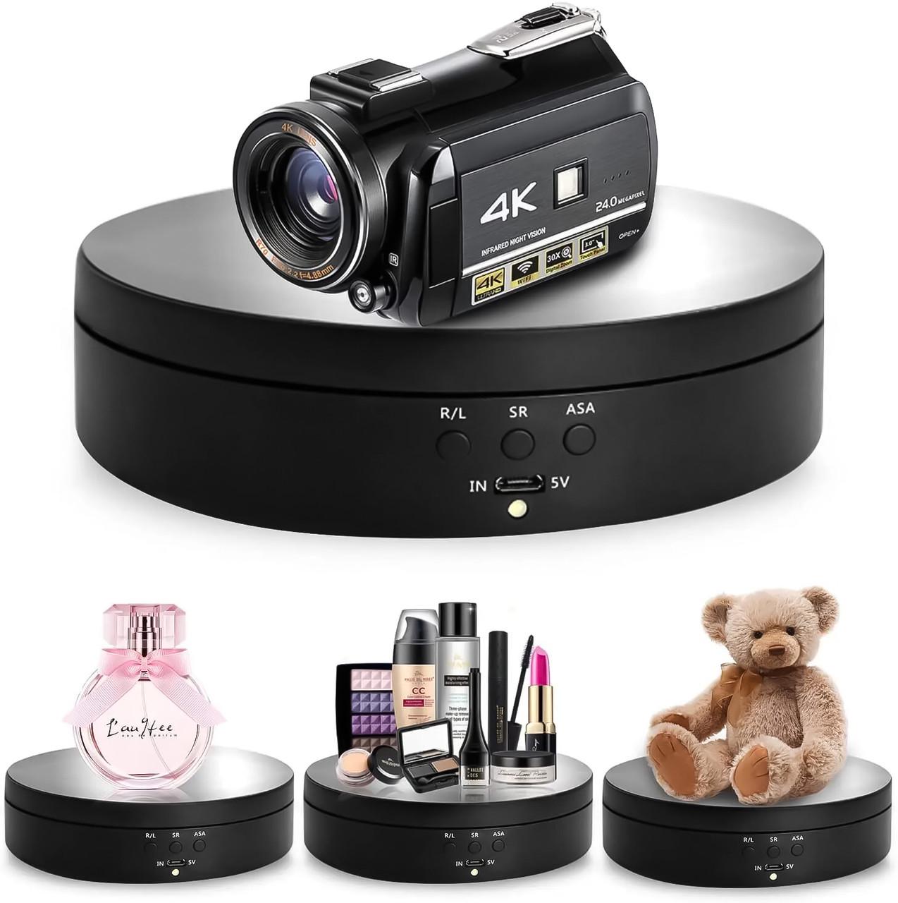 Столик поворотный для фото Andoer TT-19 для 3D и предметной съемки 360° с зеркальной накладкой 19 см Черный - фото 4 Столик поворотный для фото Andoer TT-19 для 3D и предметной съемки 360° с зеркальной накладкой 19 см Черный - фото 4