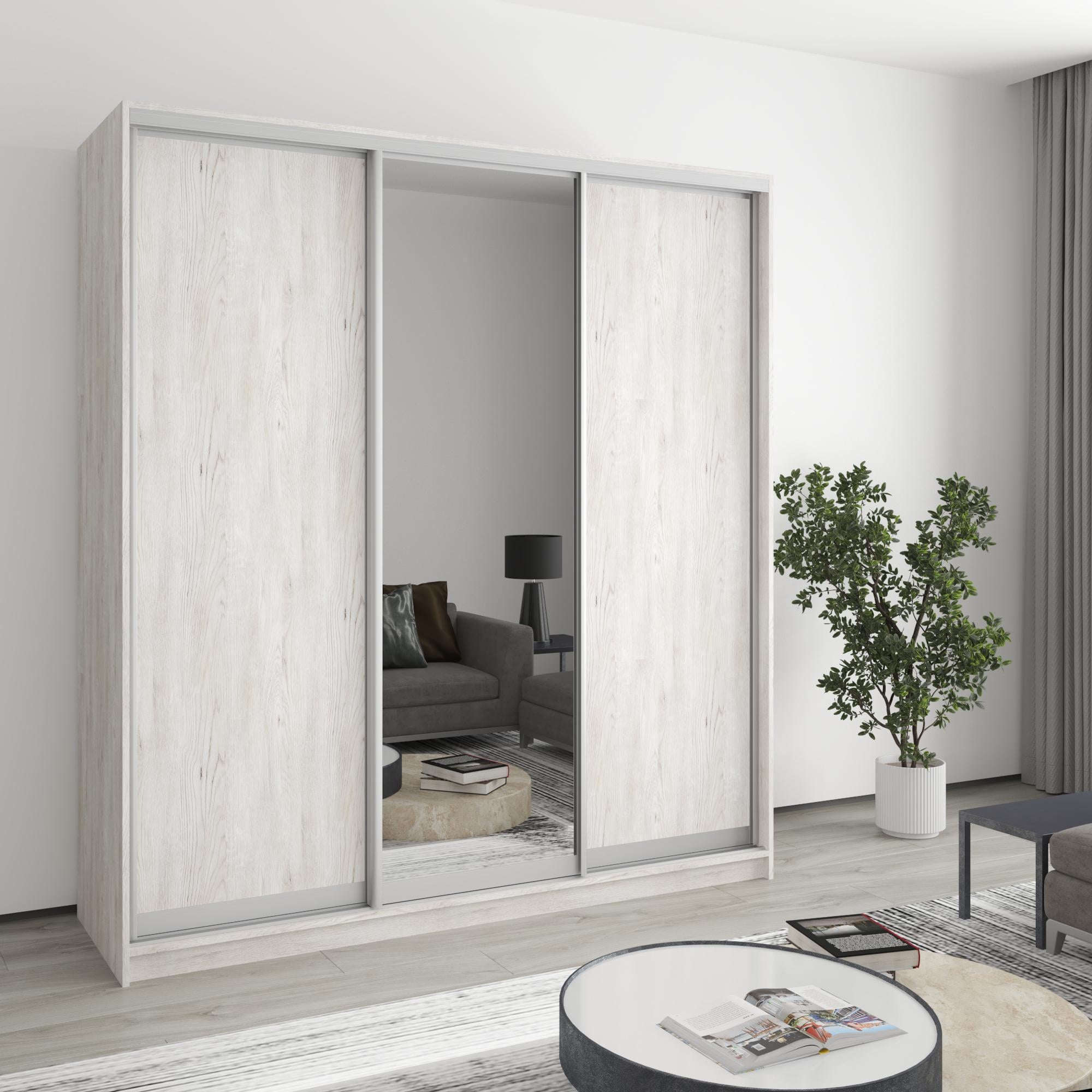Шкаф-купе трехдверный MebelStar Стандарт AL 2 ДСП/зеркало 190x45x240 см Аляска серый (MBS-1562)