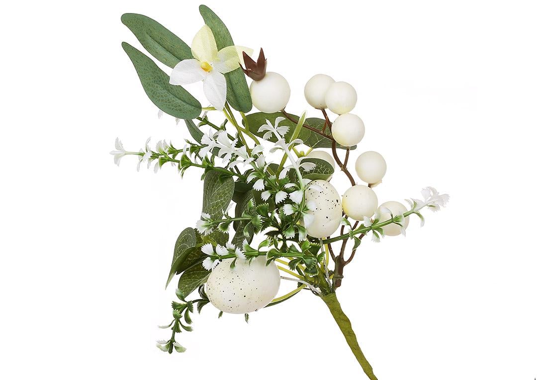 Декоративна гілка з листям ягодами та яйцями 15x25 см (H39-085)