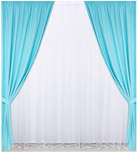 Комплект штор Микровельвет 1,5x2,85 м 2 шт. №16 Голубой (2893-01) - фото 1