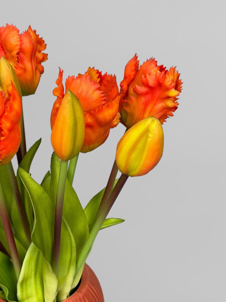 Букет искусственных латексных вьющихся тюльпанов 5 шт. 40 см Оранжевый (К07051) - фото 7