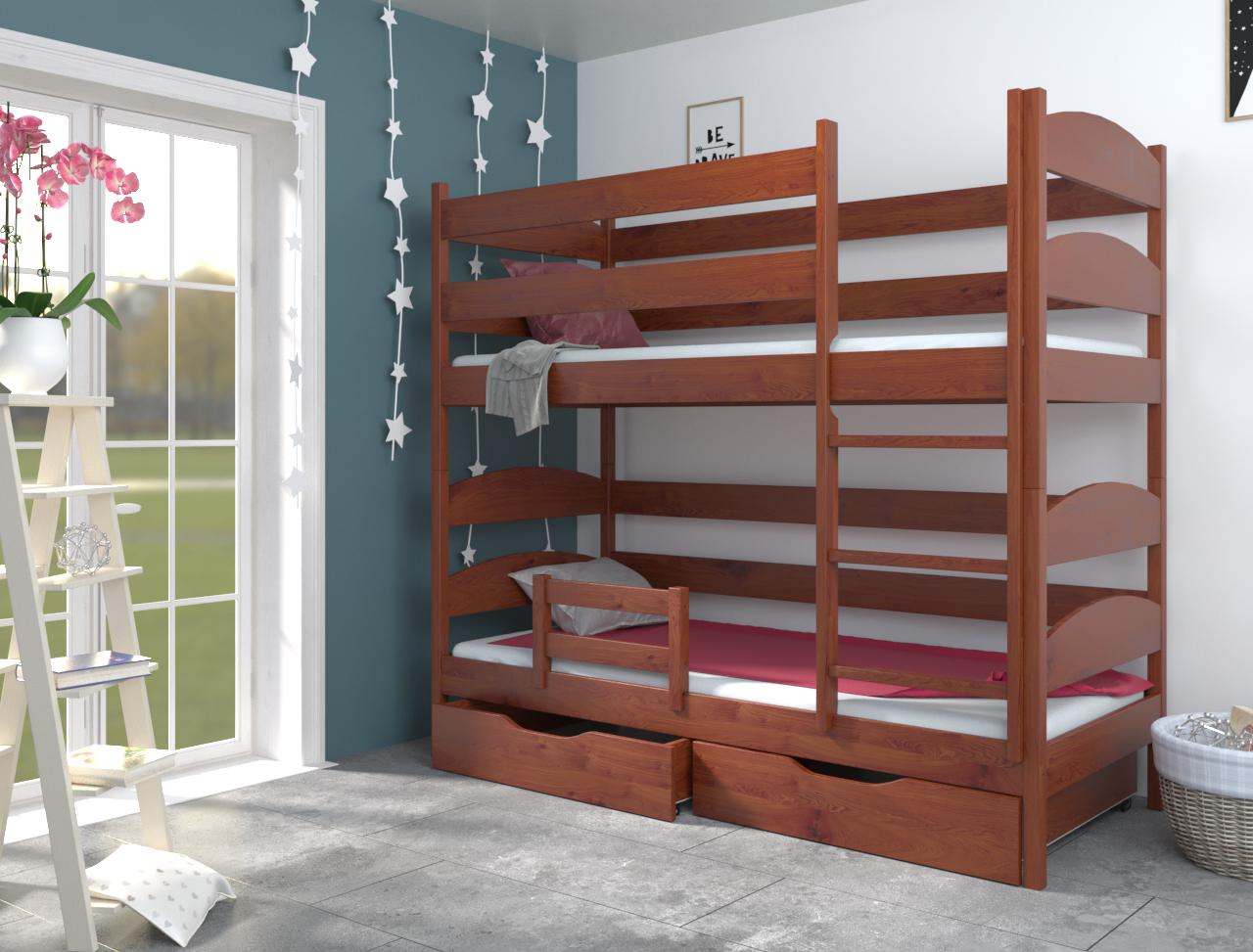 Кровать двухъярусная Luna mebli 80х200 с бортиком и ящиками Лакки Ольха (38706)