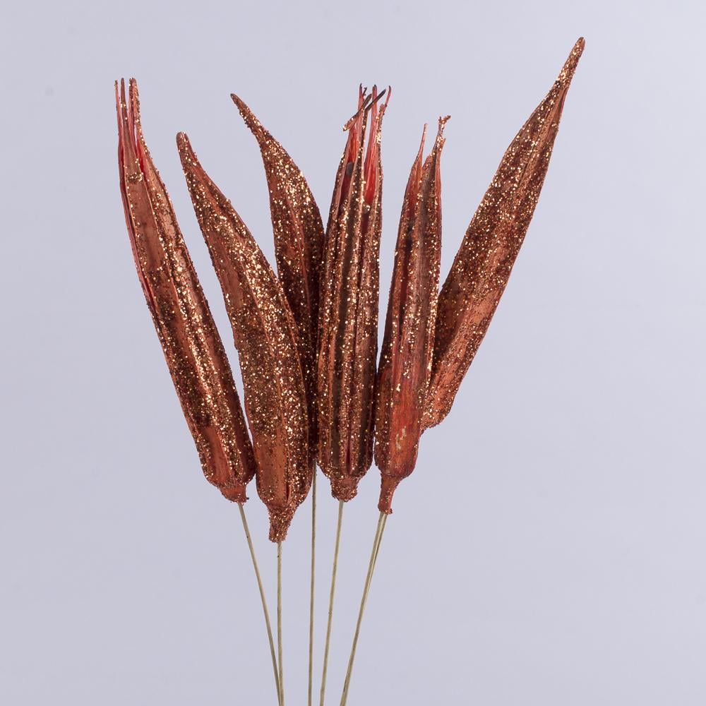 Сухоцвет Okra в блестках Бронзовый (895-6) Сухоцвет Okra в блестках Бронзовый (895-6)