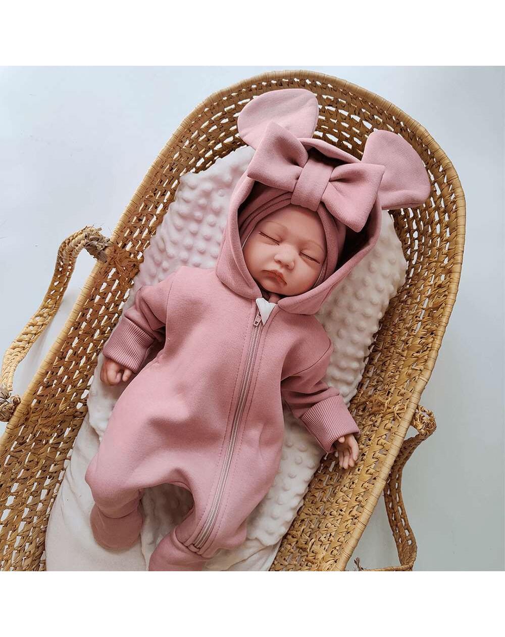 Комбинезон детский BUNNY BOX Микки с ушками триника утепленный р. 68 Пудровый (00968)