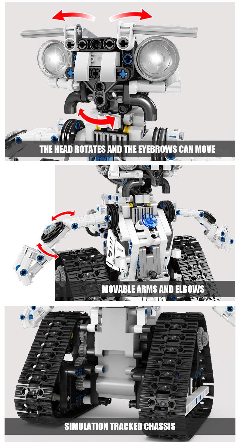 Конструктор робот на радиоуправлении Transbot STEM RC Control WALL-E ВОЛЛ-И 3в1 программируемый 606 дет. (15046) - фото 7