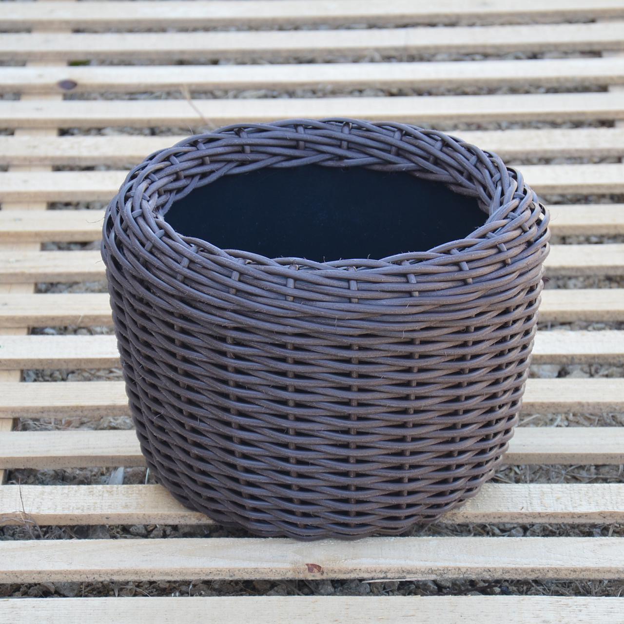 Кашпо для растений из искусственного ротанга 12 л Чесаный венге (24788475) - фото 2 Кашпо для растений из искусственного ротанга 12 л Чесаный венге (24788475) - фото 2