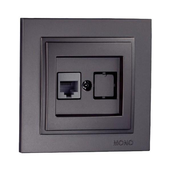 Розетка Mono Electric Despina одинарна комп'ютерна Графітовий (102-202005-125)