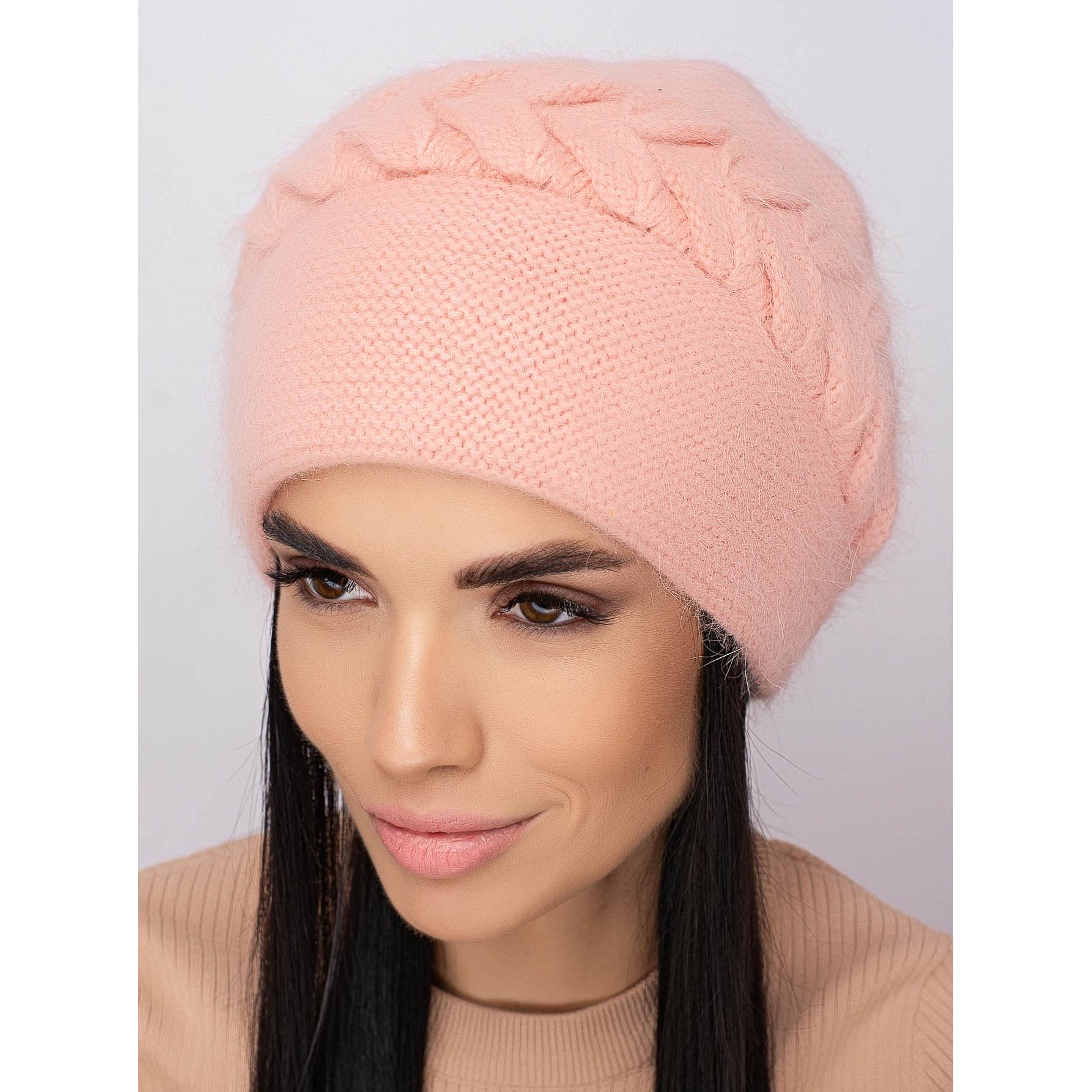 Шапка женская ангоровая двойная с объемным узором зимняя Leks Ванесса Коралл - фото 1 Шапка женская ангоровая двойная с объемным узором зимняя Leks Ванесса Коралл - фото 1